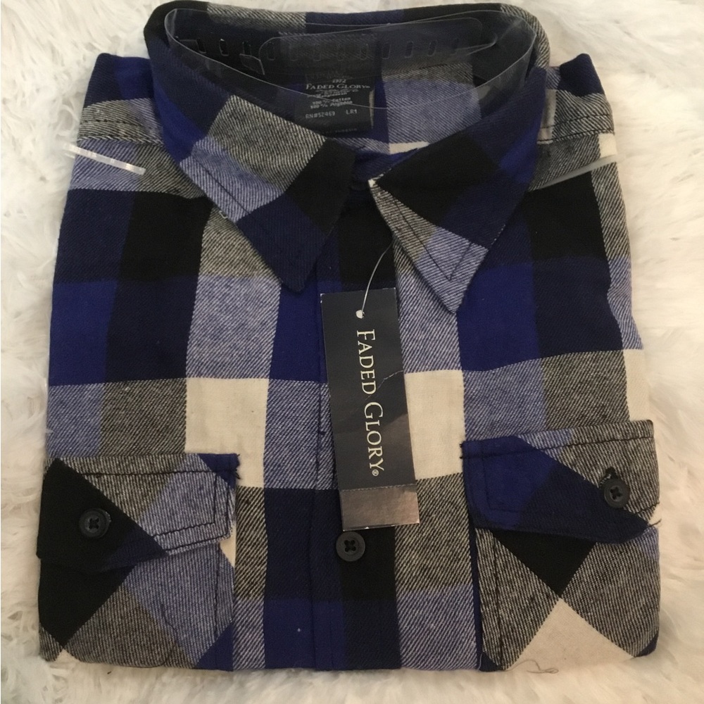 BOYS FADED GLORY LONG SLEEVE FLANNEL SHIRT SIZE XL NWT